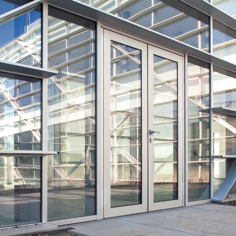 puerta PVC peatonal para locales comerciales y edificios